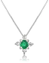 Thumbnail for your product : Incanto Royale Diamond and Emerald Flower 18K Gold Pendant Necklace