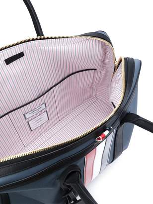 Thom Browne Day Bag With Red, White And Blue Leather Stripe In Mackintosh