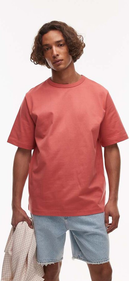 Arket heavyweight jersey oversized t-shirt in washed red