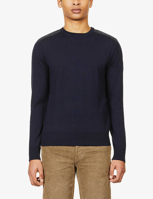 Belstaff Kerrigan contrast-shoulder crewneck wool jumper - ShopStyle