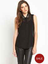 Thumbnail for your product : Definitions Embellished Sheer Gem Blouse