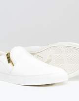 Thumbnail for your product : ASOS DESIGN slip on plimsolls in white with zips