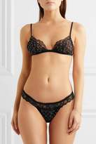 Thumbnail for your product : La Perla Sparkles Stretch Leavers Lace And Swiss-Dot Tulle Triangle Bra