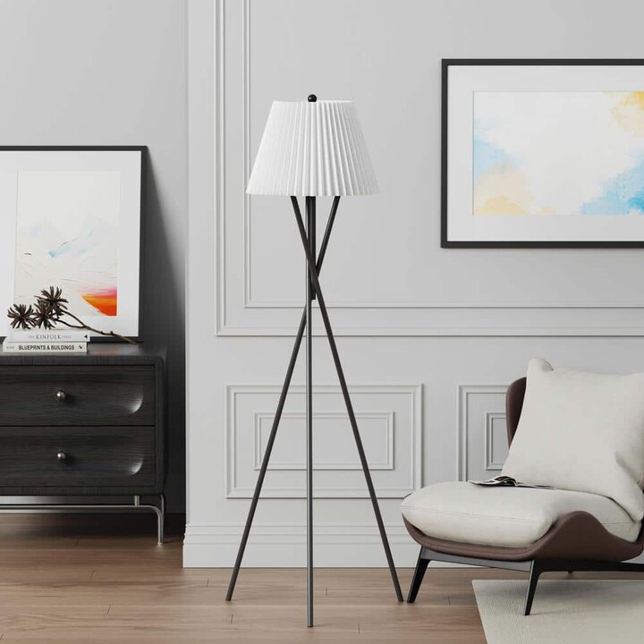 Maxax Alderston 65.5 in. Black Traditional 1 Light Metal Living Room Reading Tripod Standing up Standard Floor Lamp