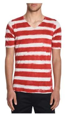 Roberto Collina Men's White/red Linen T-shirt.