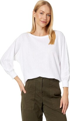 PACT Women's Black Relaxed Slub Boatneck Top XS