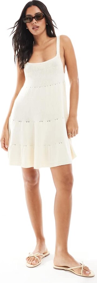 Miss Selfridge knit baby doll mini dress in cream