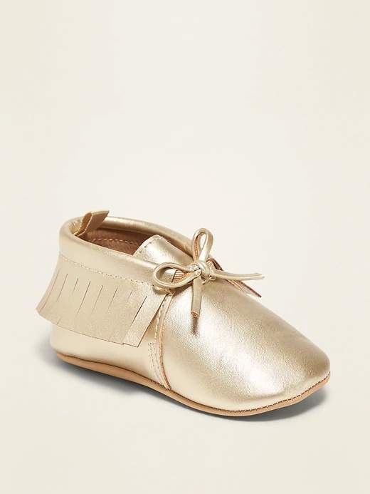 old navy gold baby shoes