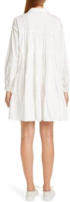 Sandy Liang Ums Tiered Long Sleeve Shirtdress