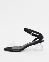 Thumbnail for your product : New Look clear low block heeled sandals in black
