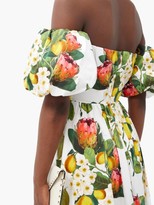 Thumbnail for your product : Borgo de Nor Juliet Off-the-shoulder Lemon-print Cotton Dress - Yellow White