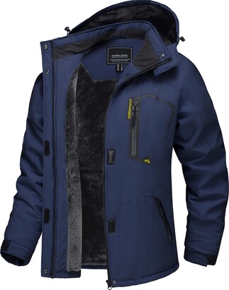Buy TACVASEN Men's Winter Jacket with Hood Water Repellent Windproof  Thicken Parka Snow Ski Coat, Navy, Small at