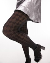 Thumbnail for your product : Topshop hounstooth tights in black