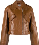 Cropped Zipped Leather Jacket 