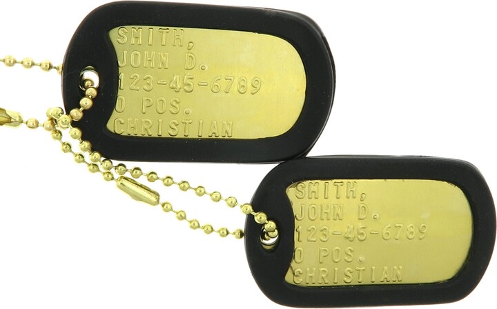 Etsy Custom Embossed Personalized Brass Military Army Navy Usmc Af Id Dog Tags Set