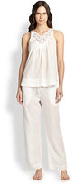 Thumbnail for your product : Oscar de la Renta Sleepwear Lace-Trimmed Cotton Pajamas