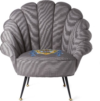 Gucci Moiré armchair with embroidered coat of arms