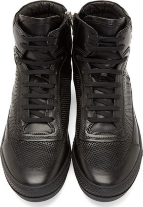 Diesel Black Gold Black Leather Major-PI-Z High-Top Sneakers