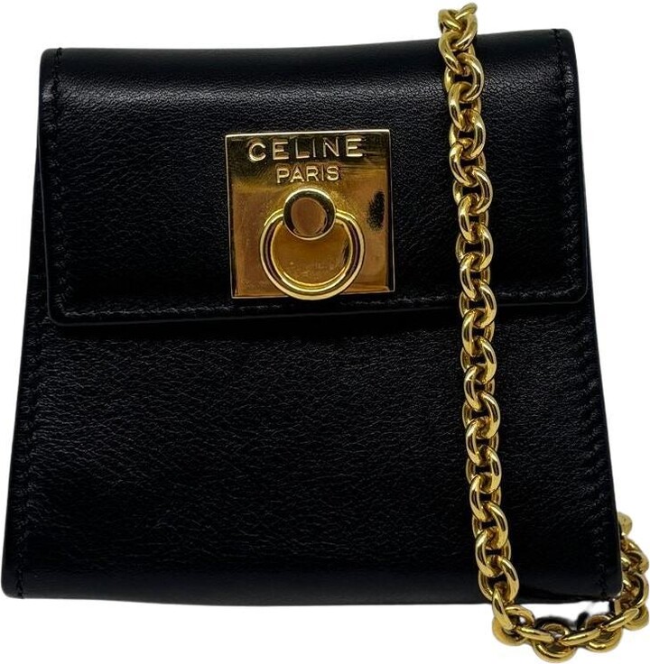Celine Vintage Black Smooth Leather Mini Crossbody Purse