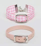 Thumbnail for your product : ASOS Pack Of 2 Gingham Buckle Bracelets