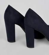 Thumbnail for your product : New Look Wide Fit Navy Suedette Block Heel Courts