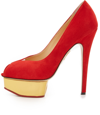 Charlotte Olympia Suede Daphne Pumps