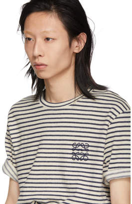Loewe Navy and Off-White Stripe Anagram T-Shirt