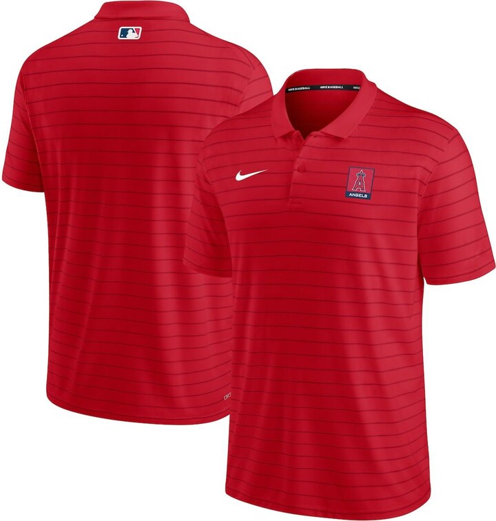 Men's Atlanta Braves Nike Red/Navy Team Baseline Striped Performance Polo