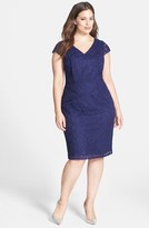 Thumbnail for your product : Adrianna Papell Pleat Detail Lace Sheath (Plus Size)