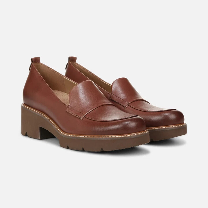 Naturalizer Women's Darry Flats Cappuccino Brown Leather Loafer Shoes GAL1397