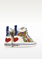 Thumbnail for your product : Moschino Pop White and Blue Canvas Sneaker