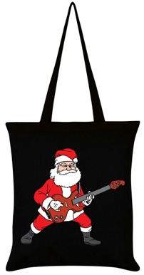 Grindstore Rockin Santa - Christmas Slogan Black Tote Bag
