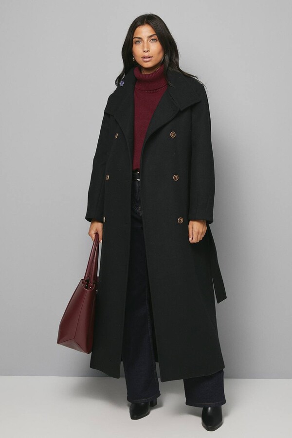 Wallis Womens Funnel Neck Coat ShopStyle
