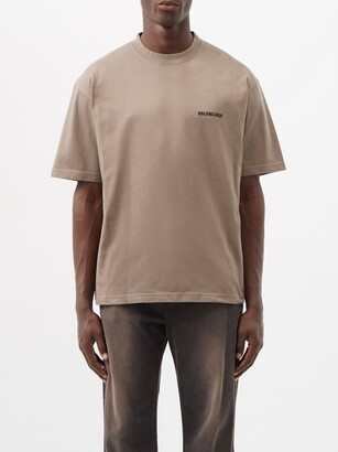 Balenciaga Logo-embroidered Cotton-jersey T-shirt - Light Brown - ShopStyle  Long Sleeve Shirts