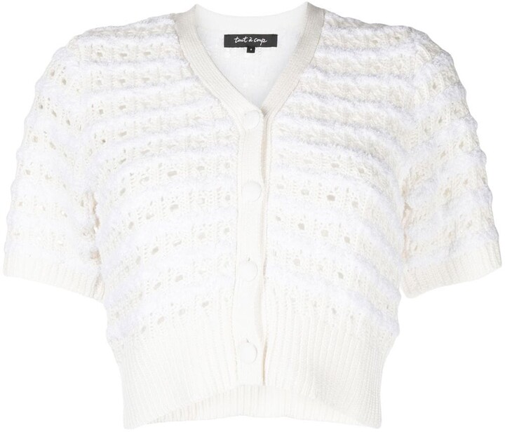 Fashion Knitwear Short Sleeve Knitted Jackets Via Appia Short Sleeve Knitted Jacket white casual look 