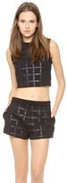 Thumbnail for your product : Alexander Wang T by Grid Gel Print Neoprene Cropped Tank