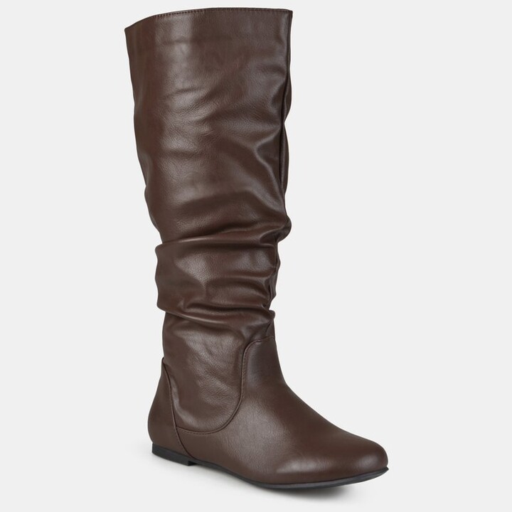 brown calf boots flat