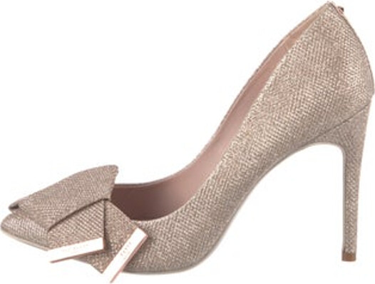 Ted Baker Glitter Pumps Gold & Metallic Bow & Glitter Accents Pointed-Toes