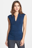 Thumbnail for your product : Vince Camuto Print Pleat V-Neck Top (Regular & Petite)