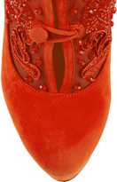 Thumbnail for your product : Charlotte Olympia Colombina embellished suede and mesh ankle boots