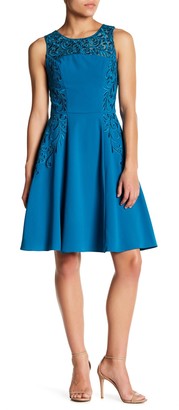 Sue Wong Embroidered Lace Trim Dress
