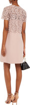 Thumbnail for your product : Valentino Corded-lace paneled wool and silk-blend crepe mini dress