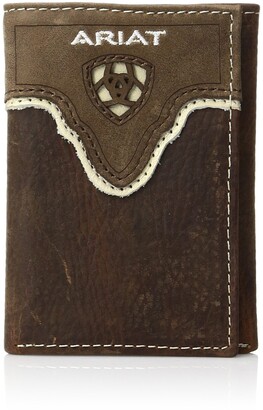 Ariat Men's Distressed Shield Inlay Trifold Western Wallet