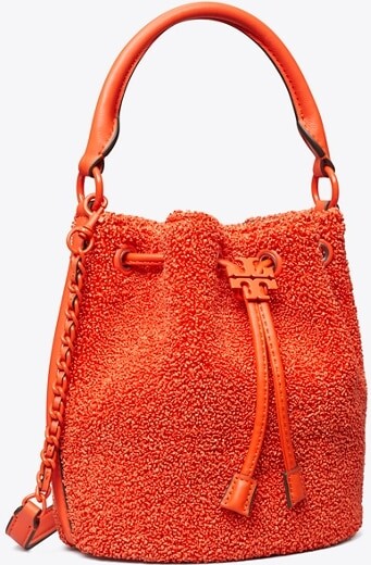 Fleming Soft Mini of Tory Burch - Quilted leather bag orange colored with  adjustable strap for women