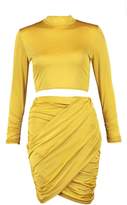 Thumbnail for your product : boohoo Slinky Wrap Mini Skirt Co-Ord Set