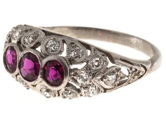 Platinum with 0.35ct Diamond and 0.75ct Red Ruby Art Deco Ring Size 7