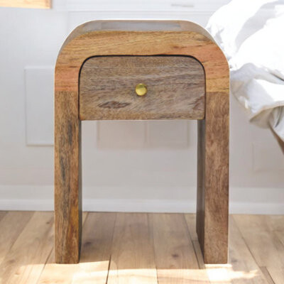 Artisan Furniture Mini Darcy Oak-ish Nightstand With Curved Edges