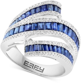Effy Sapphire (2-1/5 ct. t.w.) & Diamond (3/8 ct. t.w.) Swirl Statement Ring in 14k White Gold