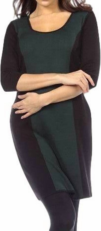 ANGEL Color Block Body-Con Sweater Dress In Hunter