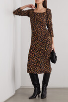 Thumbnail for your product : By Malene Birger Amyna Ruched Leopard-print Stretch-jersey Midi Dress